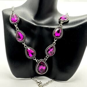 Silver & Purple Crystal Necklace